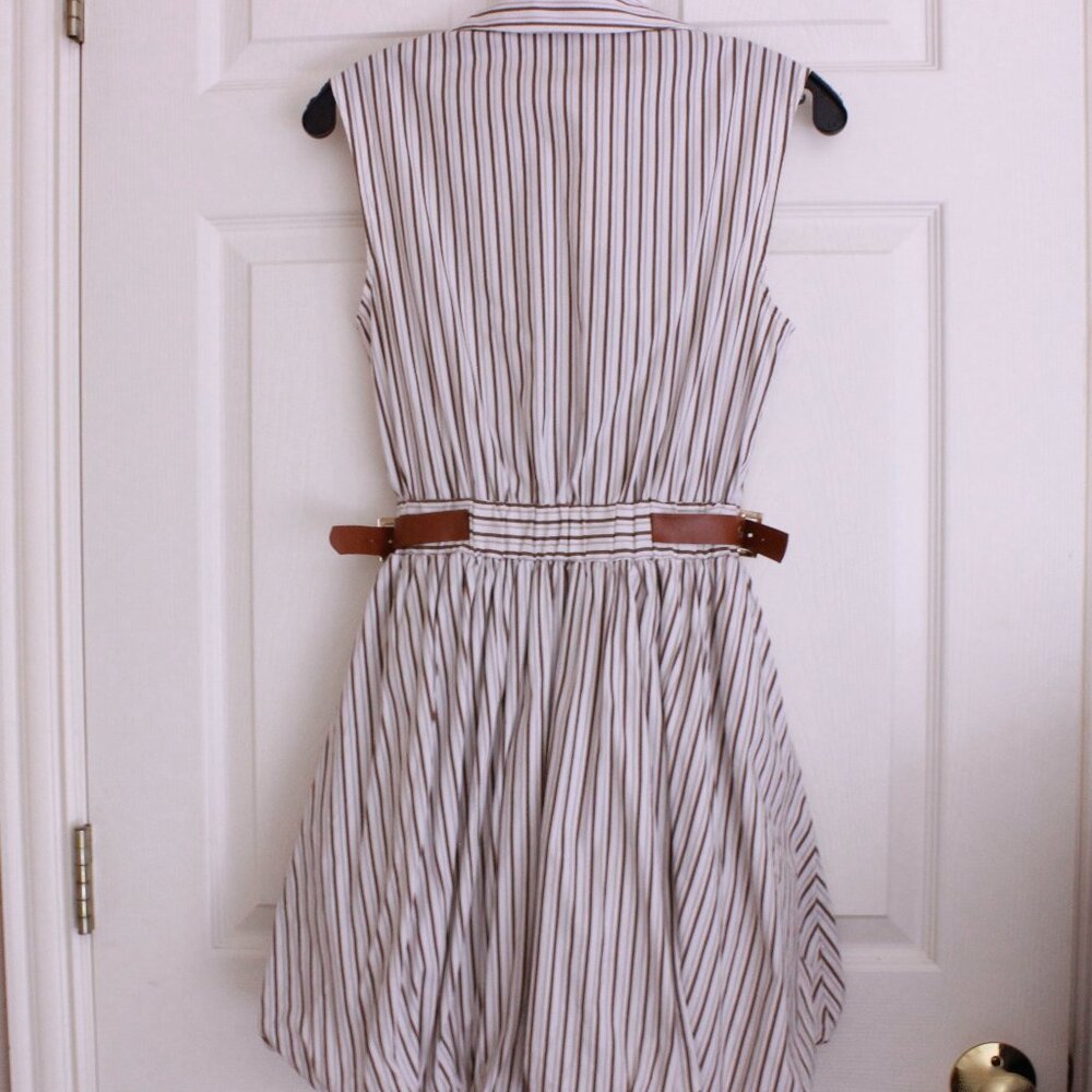 Anthropologie Maeve Belted Bubble-Hem Mini Stripe Shirt Dress - Picture 10 of 12